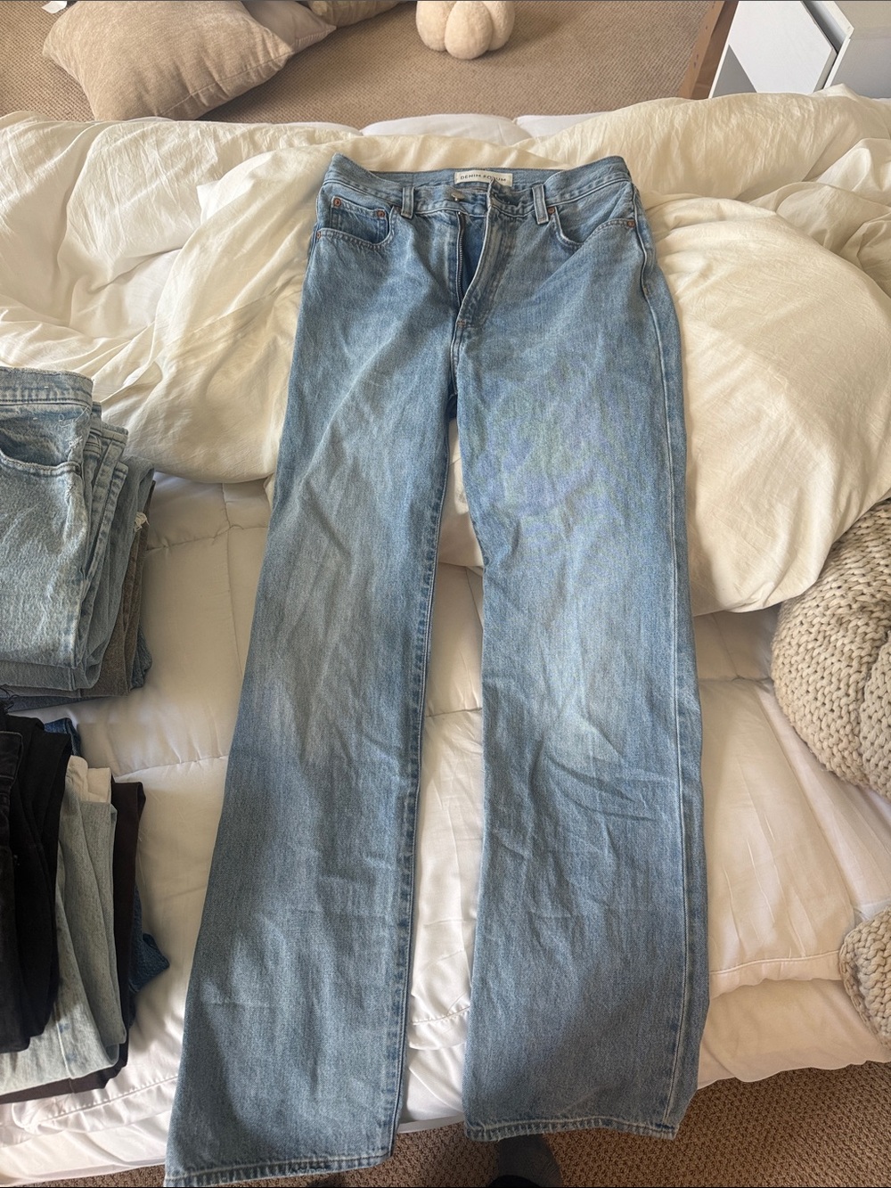 Denim Forum Light Blue Straight Leg Women's Jeans